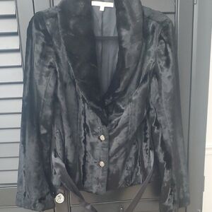 Cache Black Velvet Blazer with Shawl Collar